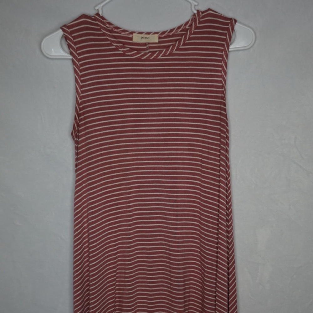 Red and white striped dress